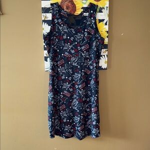 Stylish Columbia Blue and Red Patterned Dress